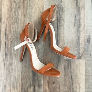 Lulus Elsi Rust Suede Single Strap Heels Size 8